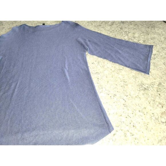Eileen Fisher M Sweater Light Blue Lavender 3/4 Sleeve Tencel Blend Size Medium - Picture 7 of 7